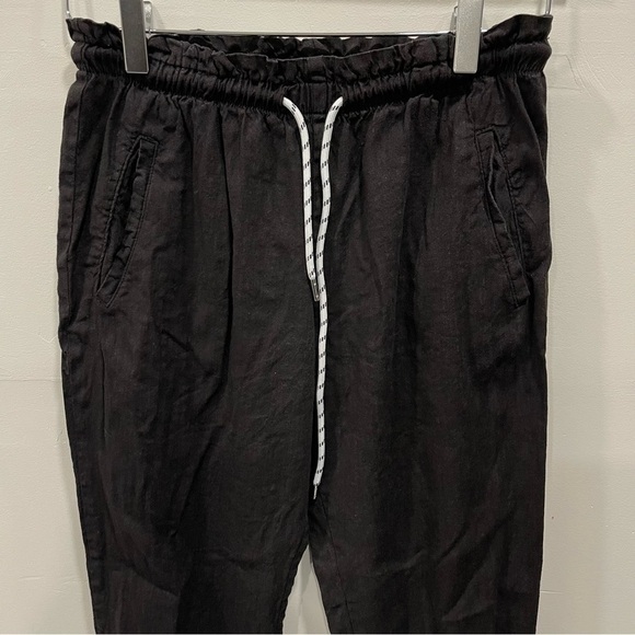 Monrow Bungee Cord Linen Blend Paperbag Pants Black Small - Picture 3 of 7